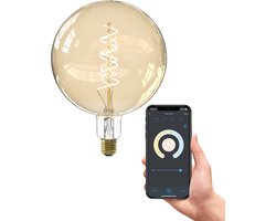 Calex Slimme LED Lamp XXL - 20cm - E27 - Smart Lichtbron - Goud - Dimbaar - Warm Wit licht - 5W