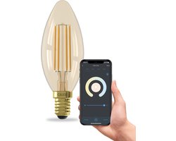 Calex Smart Filament LED Lamp - E14 - Warm Wit Licht - Goud - Slimme Verlichting - 4.9W