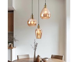 Design hanglamp Verona met amber glas, 3-lichts