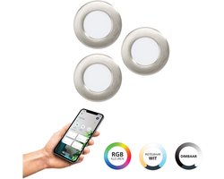 EGLO connect.z Fueva 6-Z Smart Inbouwspot - Badkamer/Buiten - LED - Ø 8.8 cm - Grijs - Instelbaar RGB & wit licht - Dimbaar - Zigbee