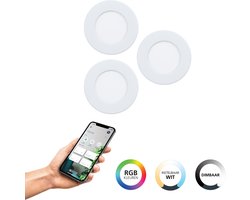 EGLO connect.z Fueva 6-Z Smart Inbouwspot - Badkamer/Buiten - LED - Ø 8.8 cm - Wit - Instelbaar RGB & wit licht - Dimbaar - Zigbee