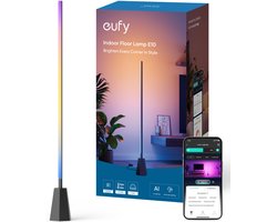eufy Binnenverlichting Vloerlamp E10 – Floor Lamp – Slimme RGBWW LED-vloerlamp, 1.700 lumen helderheid, AI-gestuurde lichteffecten, compatibel met Alexa en Google Assistant