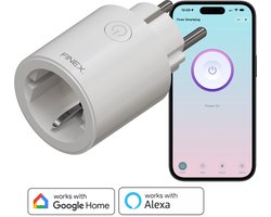 Finex Slimme stekker - Smart plug - Energiemeter & Tijdschakelaar - Google Home & Amazon Alexa - Wit - WIFI