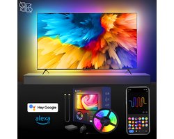 Glowinh Premium Tv Backlight- Led Verlichting - 90-100 Inch -Ambilight - Ambient Light - Led Verlichting TV - Led Strips - Led Light Strips - App Gebruik Tuya/Smartlife- Led Strips - Led Light - Gaming - Tv - Laptop - Compatibel met Alexia & Google