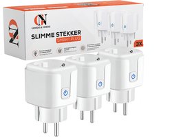 Goodz & Needz Slimme stekker met energiemeter - Smart plug - Tijdschakelaar - Werkt met Amazon Alexa en Google Home - WiFi stopcontact - 3 stuks - 16A