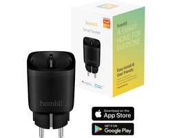 Hombli Slimme Stekker - Smart Plug met App Bediening - Wifi Stopcontact - Tijdschakelaar voor binnen - Energiemeter - Compitabel met Amazon Alexa en Google Home - 1 stuk - Zwart