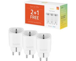 Hombli Slimme Stekker - Smart Plug met App Bediening - Wifi Stopcontact - Tijdschakelaar voor binnen - Energiemeter - Compitabel met Amazon Alexa en Google Home - 3 stuks - Wit