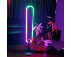 Hozard® Moderne LED Vloerlamp Z2 Mini - Dimbare Staand Lamp + Bluetooth - Ovaal - Led Lamp - Staande lampen - RGB Smart Lamp - Zwart