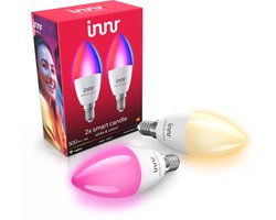 Innr Smart E14 lamp - Zigbee - werkt met Philips Hue* & Alexa - LED Bulb - wit en gekleurd licht - slimme kaarslamp - ledlamp dimbaar - 500 lumen - 2 pack