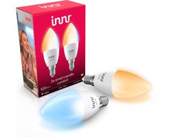 Innr smart E14 LED lamp - werkt met Philips Hue* - Zigbee bulb - warmwit tot koelwit licht - slimme kaarslamp - dimbaar - 520 lumen - 2 pack