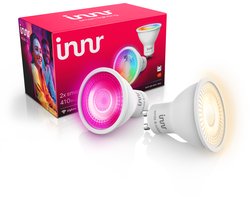 Innr smart GU10 lamp - Zigbee - werkt met Philips Hue* - LED spot - wit en gekleurd licht - slimme lamp - ledlamp dimbaar - 410 lumen - 2 pack