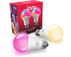 Innr Zigbee E27 LED lamp - werkt met Philips Hue* - smart bulb - wit en gekleurd licht - geeft 50% meer licht - slimme lamp - dimbaar - 1210 lumen - 2 pack