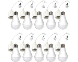 LCB - Voordeelpak Verhuisfitting wit 10 stuks E27 met kroonsteen - incl. 10x LED lamp E27- A60 - 9W 2700K warm wit licht