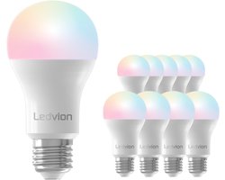 Ledvion - 10X Smart RGB+CCT E27 LED Lamp - 8W - 806L - Dimbaar - Alexa & Google Home