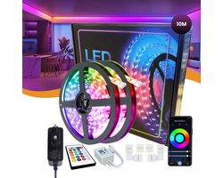 Lucion® Slimme led-strip 10 meter - Smart wifi led strip - Led light strip - Licht strip - Slimme verlichting te bedienen via telefoon en afstandsbediening - Alexa - Google Home - Met 4x koppelstuk