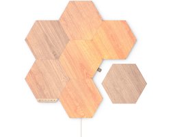Nanoleaf Elements Hexagons Starter Kit - Slimme Verlichting - 7 LED Panelen - Houteffect - Google