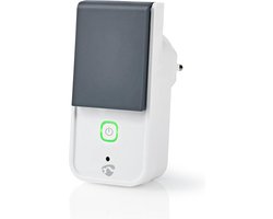 Nedis SmartLife Slimme Stekker - IP44 - Energiemeter - 3680 W - Randaarde stekker / Type F (CEE 7/7) - -30 - 40 °C - Android / IOS - Grijs / Wit - 1 Stuks