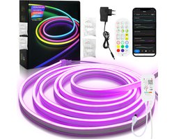 Neon LED Strip RGBIC 10 Meter - 3535 Light strip IP65 Voor Buiten LED Verlichting- Met App En Afstandsbediening - Smart LED-strip - Volledig Dimbaar - Compatible met Google Home, Amazon Alexa En Siri