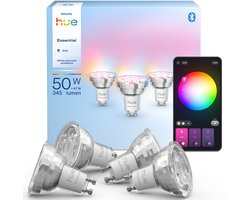 Philips Hue Essential Slimme LED GU10 Spotlight Bulb, Wit en gekleurd licht