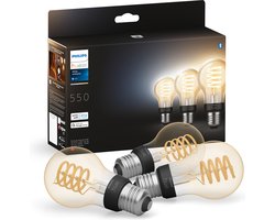 Philips Hue filament standaardlamp A60 - warm tot koelwit licht - 3-pack - E27