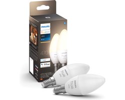 Philips Hue Kaarslamp Lichtbron E14 - zachtwit licht - 5,2W - Bluetooth - 2 Stuks