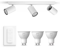 Philips Hue Kosipo Opbouwspot (Wit) - Warmwit Licht - Incl. Hue Dimmer Switch - Plafondspot met 3 Lichtpunten - GU10 - Hue White