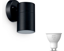 Philips Hue Kylis Wandlamp voor Buiten Neerwaarts (Zwart) - Buitenlamp - GU10 - Warmwit Licht - Hue White