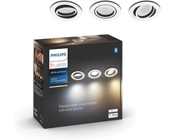 Philips Hue Milliskin inbouwspot - warm- tot koelwit licht - 3-pack - aluminium - rond - GU10