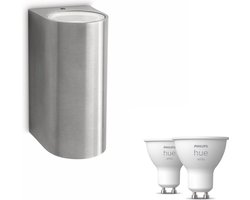 Philips Hue Nightingale Wandlamp voor Buiten Up & Down (Roestvrij Staal) - Buitenlamp - GU10 - Warmwit Licht - Hue White