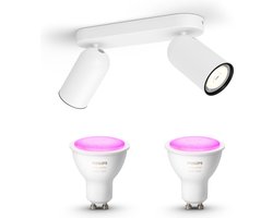 Philips Hue Pongee Opbouwspot (Wit) - Wit en Gekleurd Licht - Plafondspot met 2 Lichtpunten - GU10 - Hue White and Color Ambiance