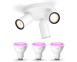 Philips Hue Pongee Opbouwspot (Wit) - Wit en Gekleurd Licht - Plafondspot met 3 Lichtpunten - GU10 - Hue White and Color Ambiance