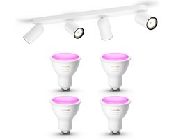 Philips Hue Pongee Opbouwspot (Wit) - Wit en Gekleurd Licht - Plafondspot met 4 Lichtpunten - GU10 - Hue White and Color Ambiance