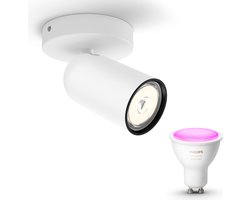Philips Hue Pongee Opbouwspot (Wit) - Wit en Gekleurd Licht - Wandspot of Plafondspot met 1 Lichtpunt - GU10 - Hue White and Color Ambiance