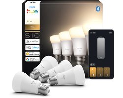 Philips Hue Slimme LED A60 lamp, Warm Wit Licht, E27 Fitting, 4-pack