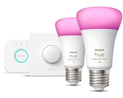 Philips Hue starterkit - White and Color Ambiance - 2 x 9W - E27 - 1100lm + Bridge & Smart Button