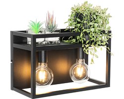 QAZQA cage rack - Industriele Wandlamp voor binnen - 2 lichts - D 18 cm - Zwart - Industrieel - Woonkamer | Slaapkamer | Keuken