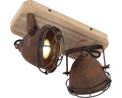 QAZQA gina - Industriele Plafondspot | Spotje | Opbouwspot - 2 lichts - L 290 mm - Roestbruin - Industrieel - Woonkamer | Slaapkamer | Keuken