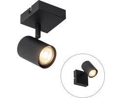 QAZQA jeana - Moderne Plafondspot | Spotje | Opbouwspot - 1 lichts - L 105 mm - Zwart - Woonkamer | Slaapkamer | Keuken