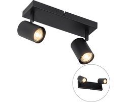 QAZQA jeana - Moderne Plafondspot | Spotje | Opbouwspot - 2 lichts - L 260 mm - Zwart - Woonkamer | Slaapkamer | Keuken