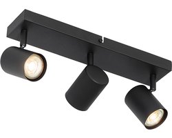 QAZQA jeana - Moderne Plafondspot | Spotje | Opbouwspot - 3 lichts - L 350 mm - Zwart - Woonkamer | Slaapkamer | Keuken