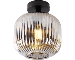 QAZQA karel - Art Deco Dimbare LED Smart Plafondlamp incl. wifi met Dimmer - 1 lichts - Ø 20 cm - Zwart - Woonkamer | Slaapkamer | Keuken