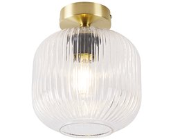 QAZQA karel - Art Deco Plafondlamp - 1 lichts - Ø 200 mm - Goud/messing - Woonkamer | Slaapkamer | Keuken