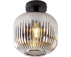 QAZQA karel - Art Deco Plafondlamp - 1 lichts - Ø 200 mm - Zwart - Woonkamer | Slaapkamer | Keuken