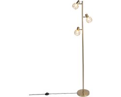 QAZQA mesh - Moderne Vloerlamp | Staande Lamp - 3 lichts - H 150 cm - Goud - Woonkamer | Slaapkamer