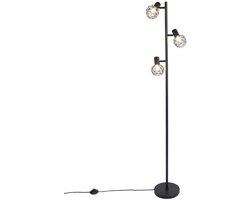 QAZQA mesh - Moderne Vloerlamp | Staande Lamp - 3 lichts - H 150 cm - Zwart - Woonkamer | Slaapkamer | Keuken