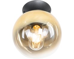 QAZQA pallon - Art Deco Plafondlamp - 1 lichts - Ø 20 cm - Zwart Goud - Woonkamer | Slaapkamer | Keuken