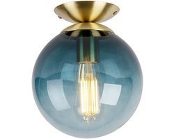 QAZQA pallon - Art Deco Plafondlamp - 1 lichts - Ø 200 mm - Blauw - Woonkamer | Slaapkamer | Keuken