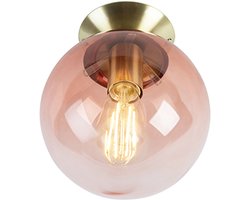 QAZQA pallon - Art Deco Plafondlamp - 1 lichts - Ø 200 mm - Roze - Woonkamer | Slaapkamer | Keuken