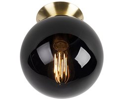 QAZQA pallon - Art Deco Plafondlamp - 1 lichts - Ø 200 mm - Zwart Goud - Woonkamer | Slaapkamer | Keuken