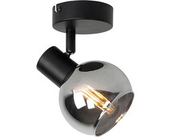 QAZQA vidro - Art Deco Dimbare LED Smart Plafondspot | Spotje | Opbouwspot incl. wifi met Dimmer - 1 lichts - L 12.5 cm - Zwart - Woonkamer | Slaapkamer | Keuken